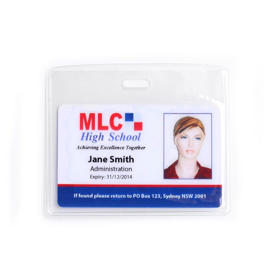 Clear Self Locking Heavy Duty Soft Card Holder (landscape with a slot in the centre on both sides of the holder). Insert Size