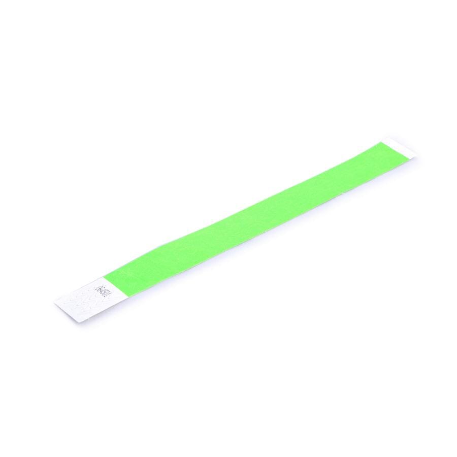 Lime Green Tamper Evident Tyvek Wristband (25mm x 254mm waterproof paper material with tamper evident adhesive & sequentially numbering).